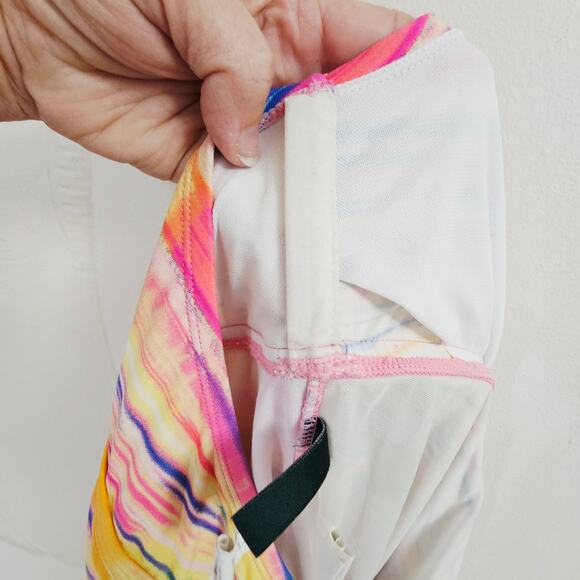 Lauren Ralph Lauren Pastel Striped One Piece Halter Ruched Swimsuit EUC 16W - Picture 11 of 11